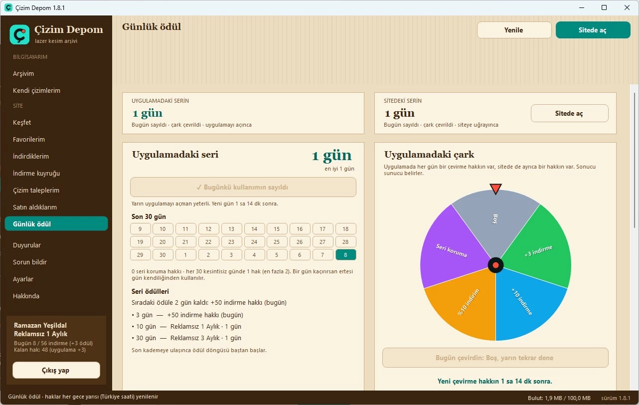 Ödüller Sekmesi