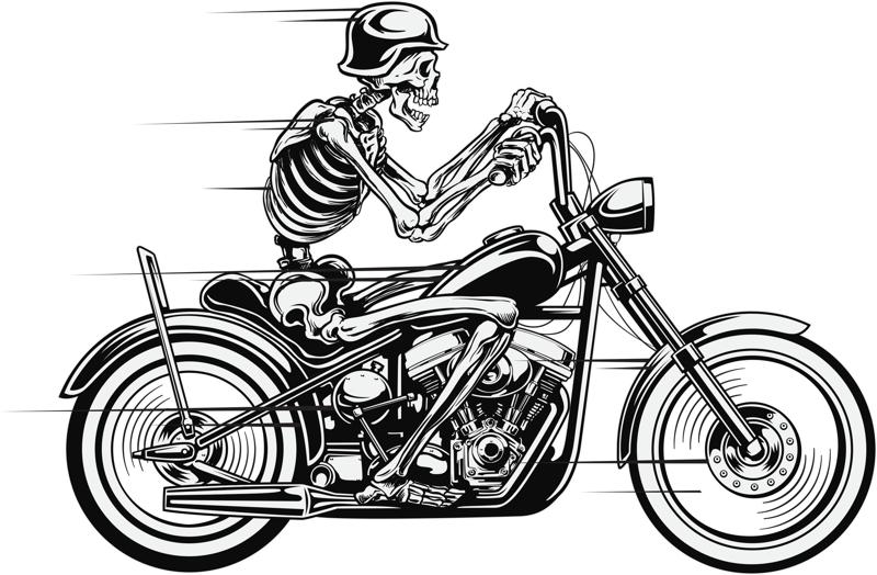 Vektörel Kafatası Motosiklet Ücretsiz Vektör lazer kesim çizimi önizlemesi