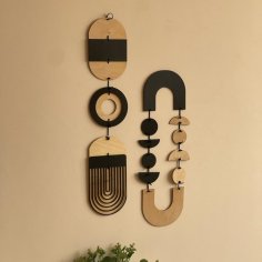 Lazer Kesim Tek Renkli Duvar Asma Geometrik Sanat Kontrplak Dekor