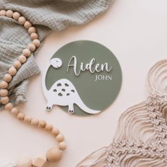 Lazer Kesim Dinozor Doğum Duyurusu Plağı