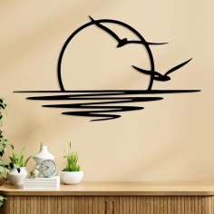 Lazer Kesim Soyut Gündoğumu veya Günbatımı Duvar Dekoru