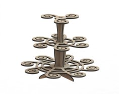 Lazer Kesim Spiral Cupcake Ahşap Stand