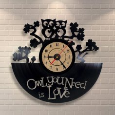 İhtiyacın Olan Tek Şey Aşk Baykuş Saat dxf dosyası