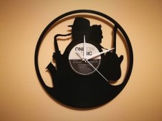 Orologio Vinile Clock Sax Chitarra dxf dosyası