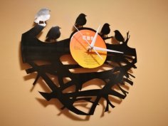 Orologio Vinile Clock Uccelli su Ramo dxf dosyası