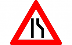 Sağdaki Yol Dar İşareti dxf Dosyası