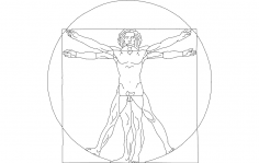 Davinci Vitruvius Adamı Çizgisel Çizim DXF Dosyası