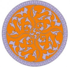 Çiçekli dairesel desen dxf dosyası