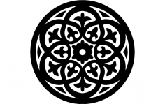 Yuvarlak Çiçek Desenli DXF Dosyası