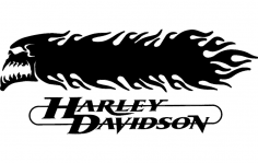 Harley Davidson Kafatası ve Alevler 3D DXF Dosyası