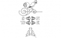 Rüzgar Gülü Viktorya Dönemi Horoz DXF Dosyası