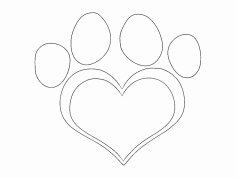 Köpek Pati Kalp dxf Dosyası