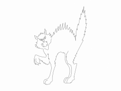 Kızgın Kedi Silüeti DXF Dosyası