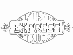 Küçük Kırmızı Ekspres Kamyon Çıkartması dxf Dosyası