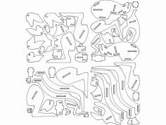 Kanguru 3D Puzzle dxf Dosyası