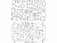 Motorlu Scooter 3D Puzzle DXF Dosyası