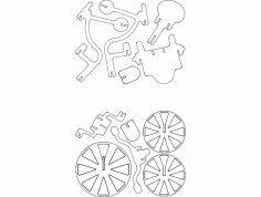 Üç Tekerlekli Bisiklet 3D Puzzle dxf Dosyası