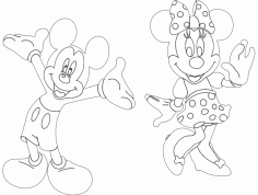 Mikey ve Minnie Aplike dxf Dosyası
