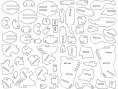 Buffalo 3D Puzzle dxf Dosyası