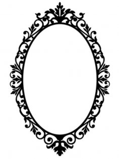 Süslü Oval Çerçeve Duvar Stickerı / Duvar Çıkartmaları dxf Dosyası