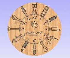 Motor parçalı saat DXF dosyası.
