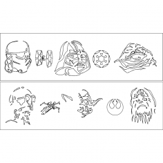 Star Wars 1 2 dxf Dosyası