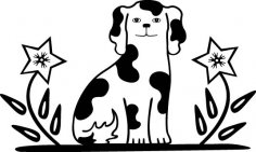 Çiçekli Köpek Ücretsiz Vektör