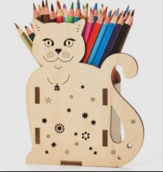 Kedi Kalemlik 3D Puzzle Ücretsiz Vektör