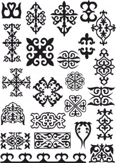 Kazak Süsleme Desenleri Ücretsiz Vektör
