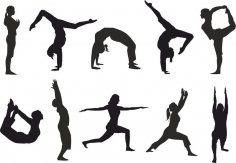 Yoga silüeti vektörü Ücretsiz Vektör