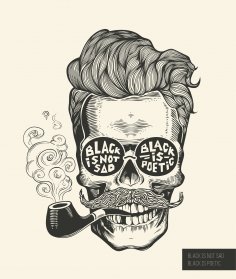 Siyah Üzgün Değil Hipster Kafatası Silueti Vektörü Ücretsiz Vektör