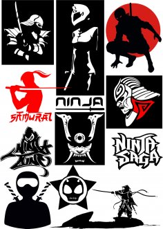 Ninja Vektör Sanat Paketi Ücretsiz Vektör