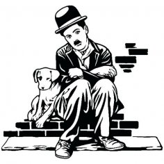 Charlie Chaplin Şarlo Köpek Hayatı Çıkartması dxf Dosyası