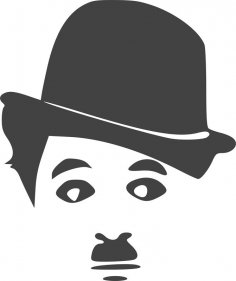 Charlie Chaplin Silüeti Vinil Etiket dxf Dosyası