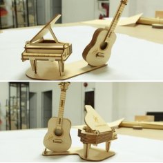 Piyano Gitar Lazer Kesim Vektörel Çizim dxf Dosyası