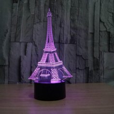 Eyfel Kulesi Dekor 3D LED Gece Lambası Ücretsiz Vektör
