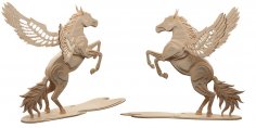 Büyülü Pegasus (Uçan At) CNC Lazer Deseni L 12 mm dxf Dosyası