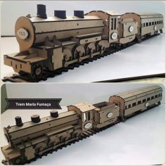 Lokomotif Lazer Kesim 3D Puzzle Ücretsiz Vektör