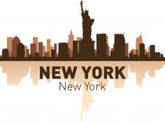 New York Silüeti Vektörel Çizim Ücretsiz Vektör