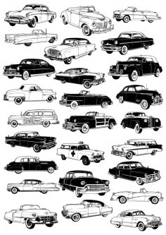 Retro arabalar vektör seti Ücretsiz Vektör