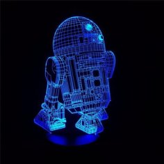Yıldız Savaşları R2-D2 Robot 3D LED Gece Lambası Ücretsiz Vektör