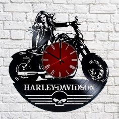 Harley Davidson Vinil Plak Duvar Saati Ücretsiz Vektör