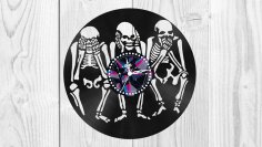 İskeletler Vinil Saat Ücretsiz Vektör