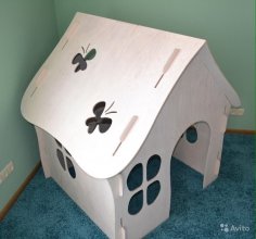 Lazer Kesim Ev 3D Puzzle Ücretsiz Vektör
