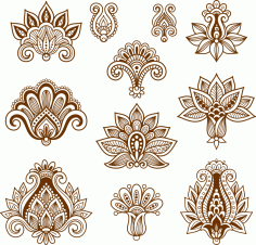 Vektörel El Çizimi Soyut Kına Mehndi Paisley Ücretsiz Vektör