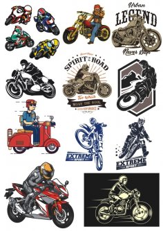 Motosiklet Chopper Yarışçı Vinil Etiket Çıkartmaları Ücretsiz Vektör