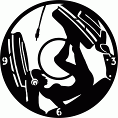 Kız DJ Müzik Kulaklıkları Saat Vinil Plak Ücretsiz Vektör
