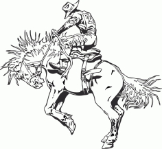 Rodeo binicisi western kovboy çizgi sanatı Ücretsiz Vektör