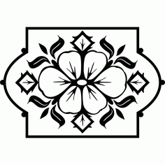 Çerçeve İçinde Çiçek Tasarımı Duvar Stickerı DXF Dosyası