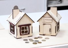 Ahşap Para Kutusu Lazer Kesim Kumbara Ücretsiz Vektör